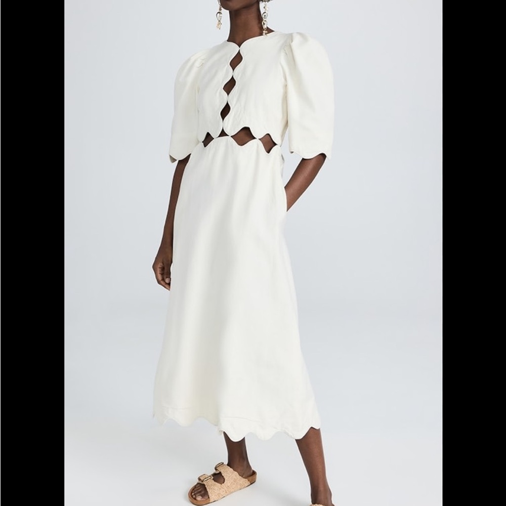 SOLD Sea New York Leona S/S scallop cut out puff sleeve dress size 2